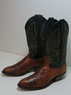 J. Chisholm Boots Women's Kicker Teju Lizard Leather Western Cowboy Boot Sz 7 M